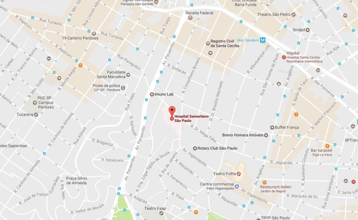 São Paulo医院的地图