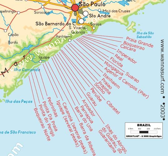 圣保罗海滩的地图