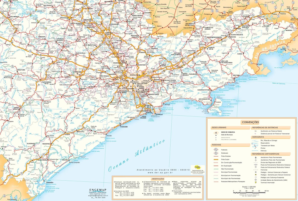 São Paulo高速公路的地图